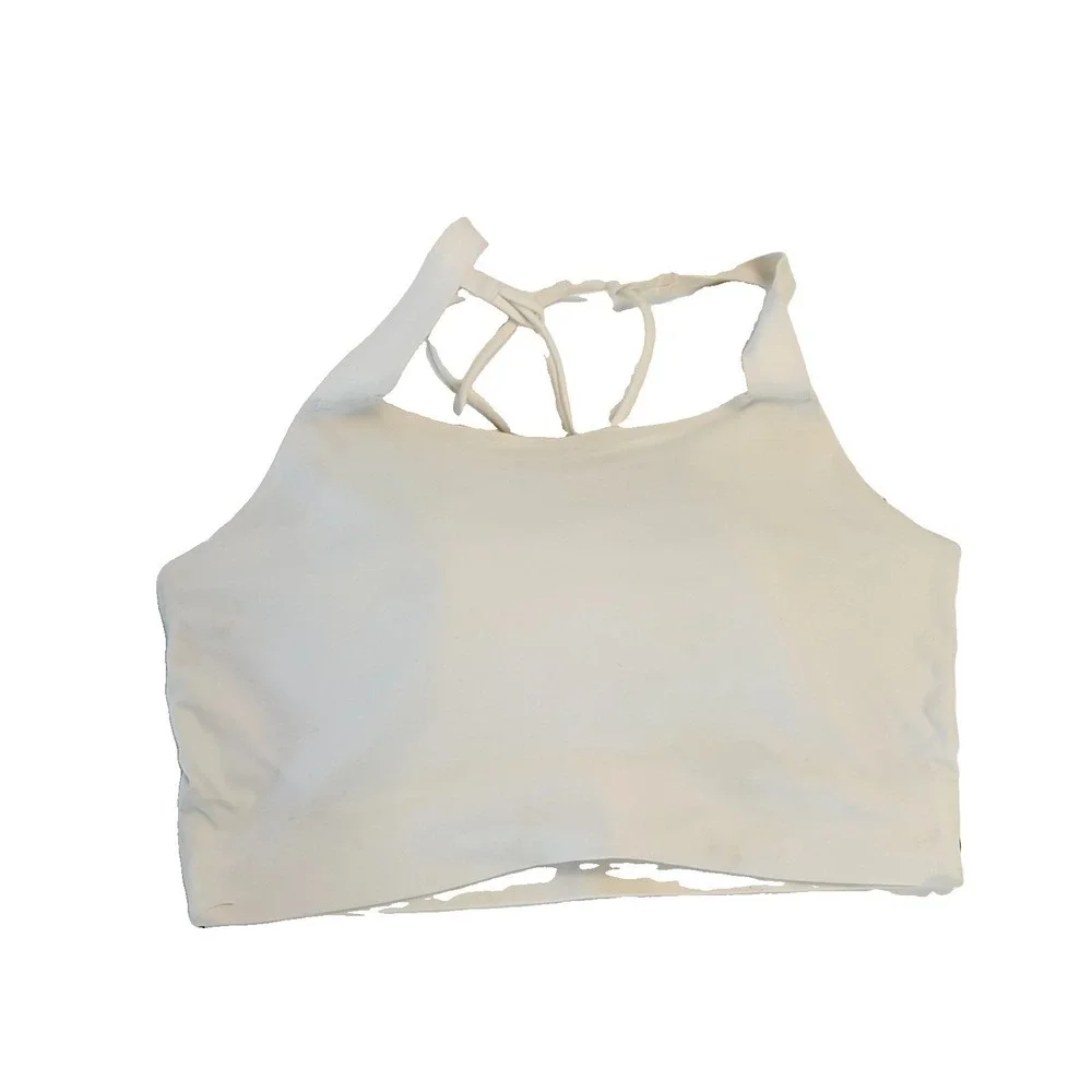 Nike Women M White Luxe Swoosh Dri-Fit Sports Bra Support Size M Soft Strappy